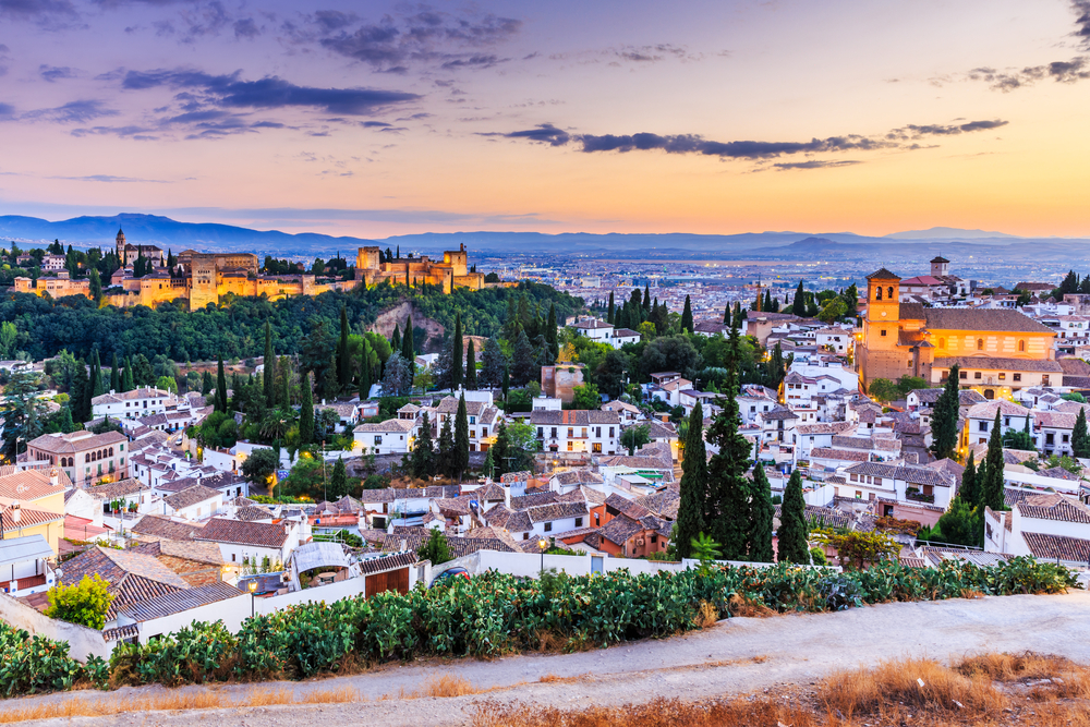 Alhambra,Of,Granada,,Spain.,Alhambra,Fortress,And,Albaicin,Quarter,At